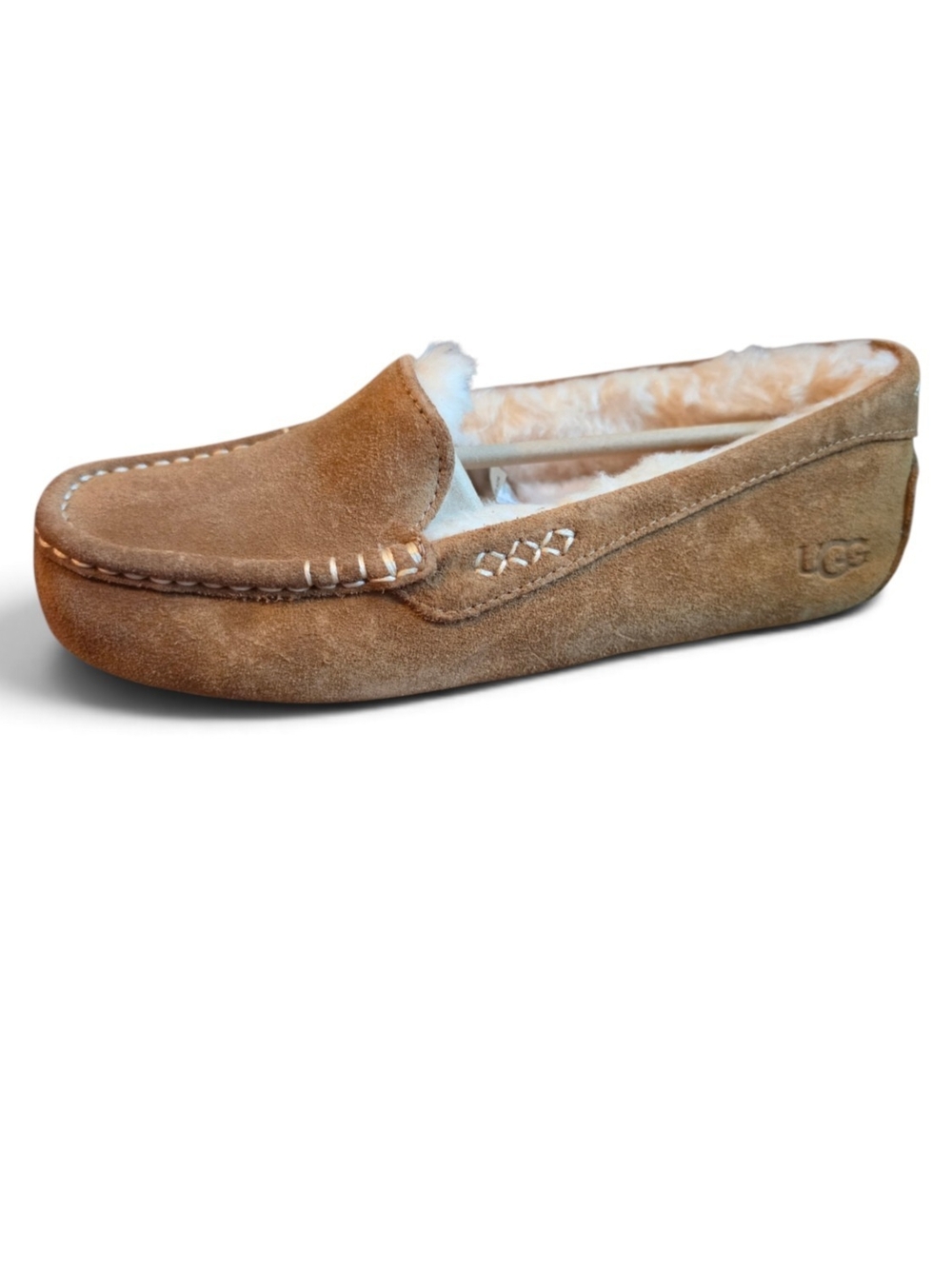 UGG Ansley Chestnut Suede Moccasin Slippers Women’s Size 10 w/ Box - Picture 5 of 6